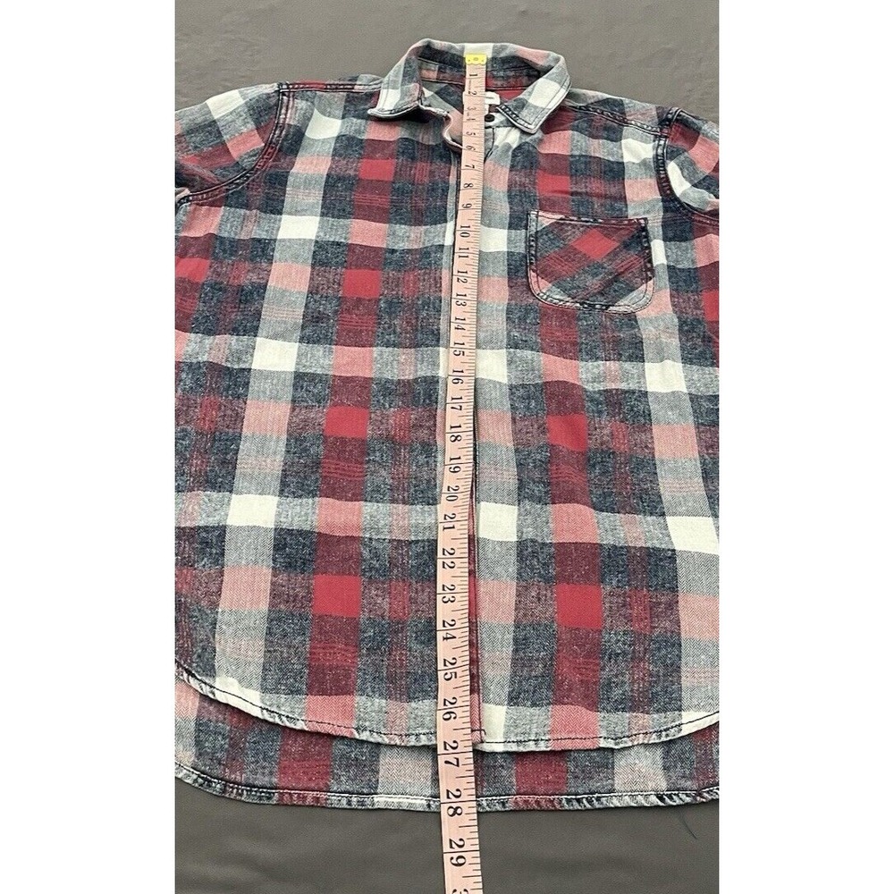 SNEAK PEEK Women Small Red Plaid Long Roll Tab Sleeve Button Down Shirt - Picture 10 of 11